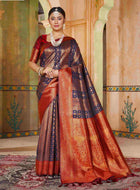 Navy Blue Kanjivaram Silk Saree