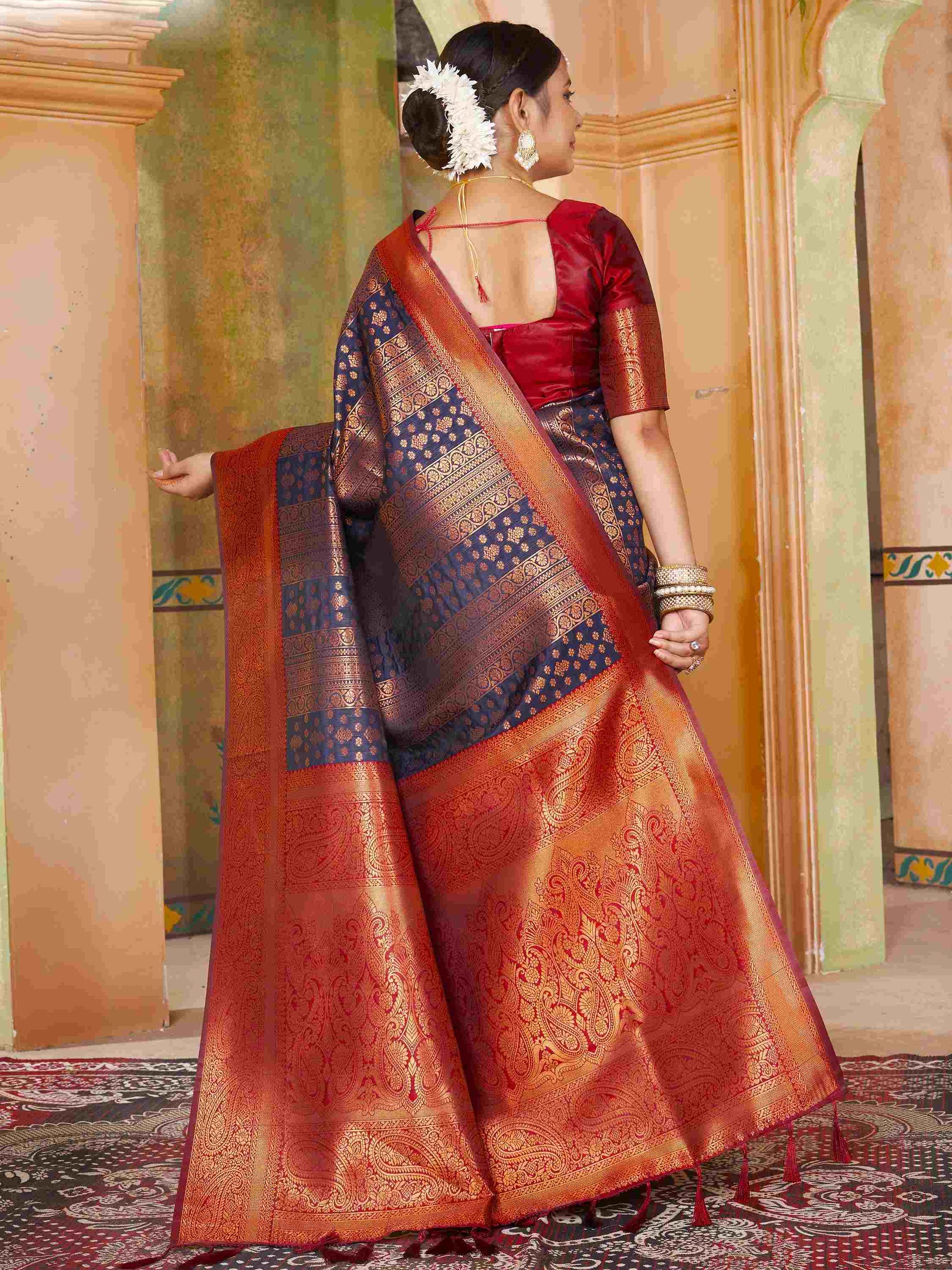 Navy Blue Kanjivaram Silk Saree