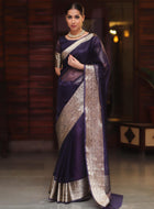 Navy Blue Organza Saree