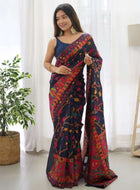 Navy Blue Pashmina Saree