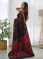 Navy Blue Pashmina Saree