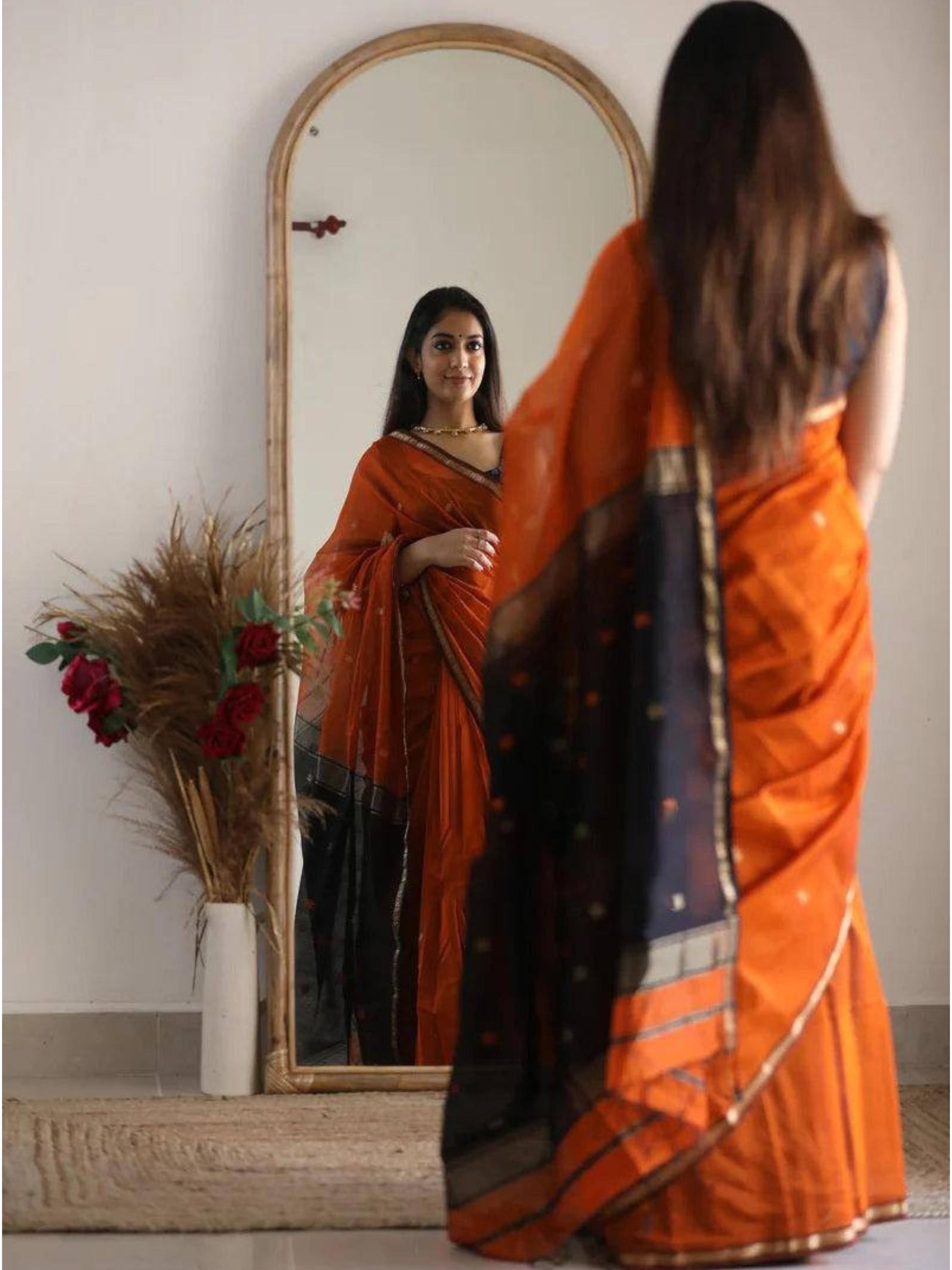 Orange Chanderi Saree