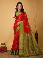 Orange Dola Silk Saree