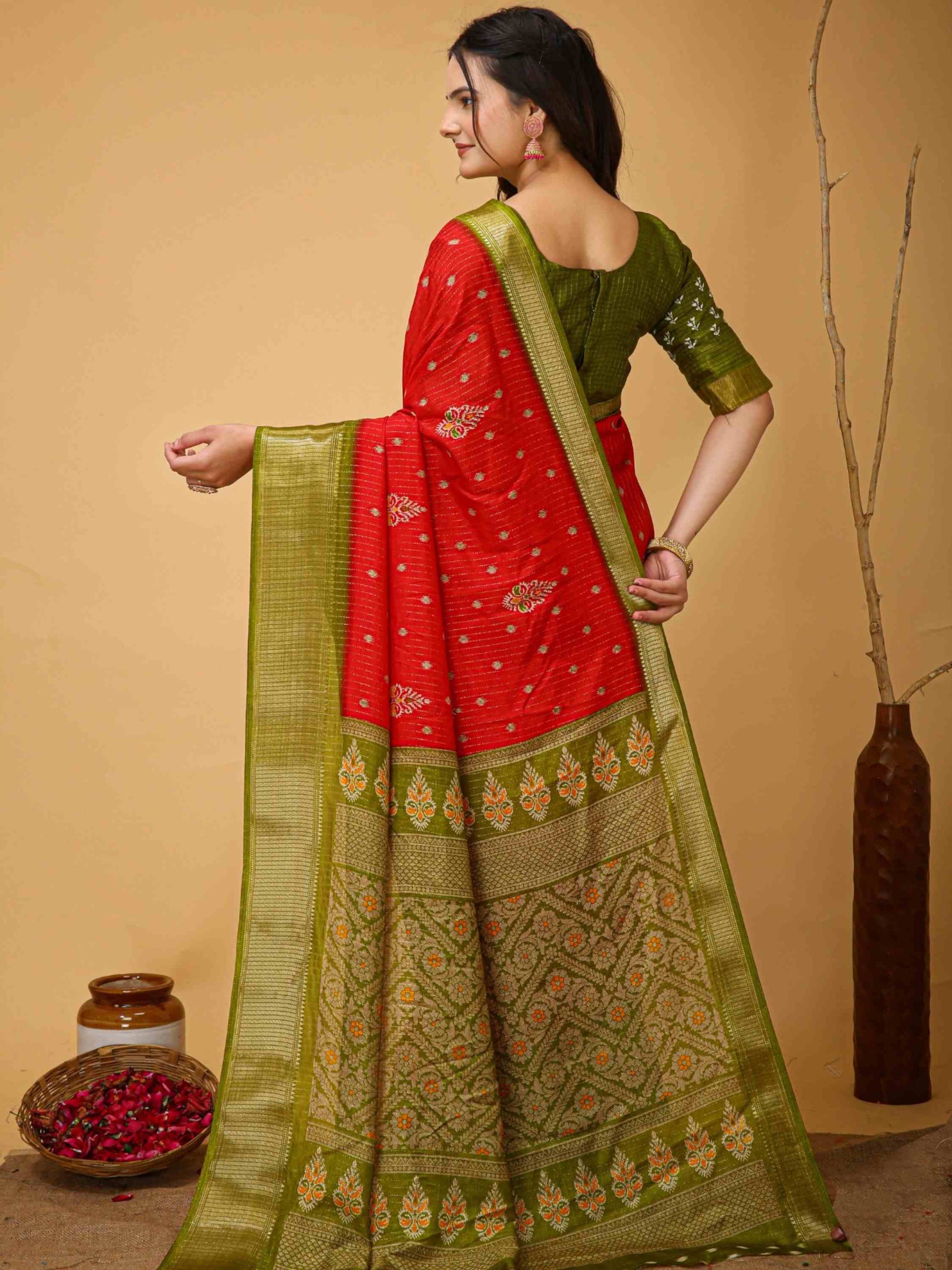 Orange Dola Silk Saree