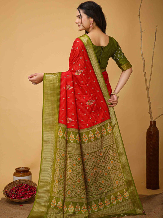 Orange Dola Silk Saree