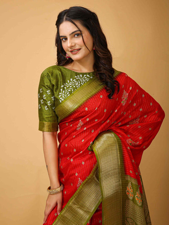Orange Dola Silk Saree