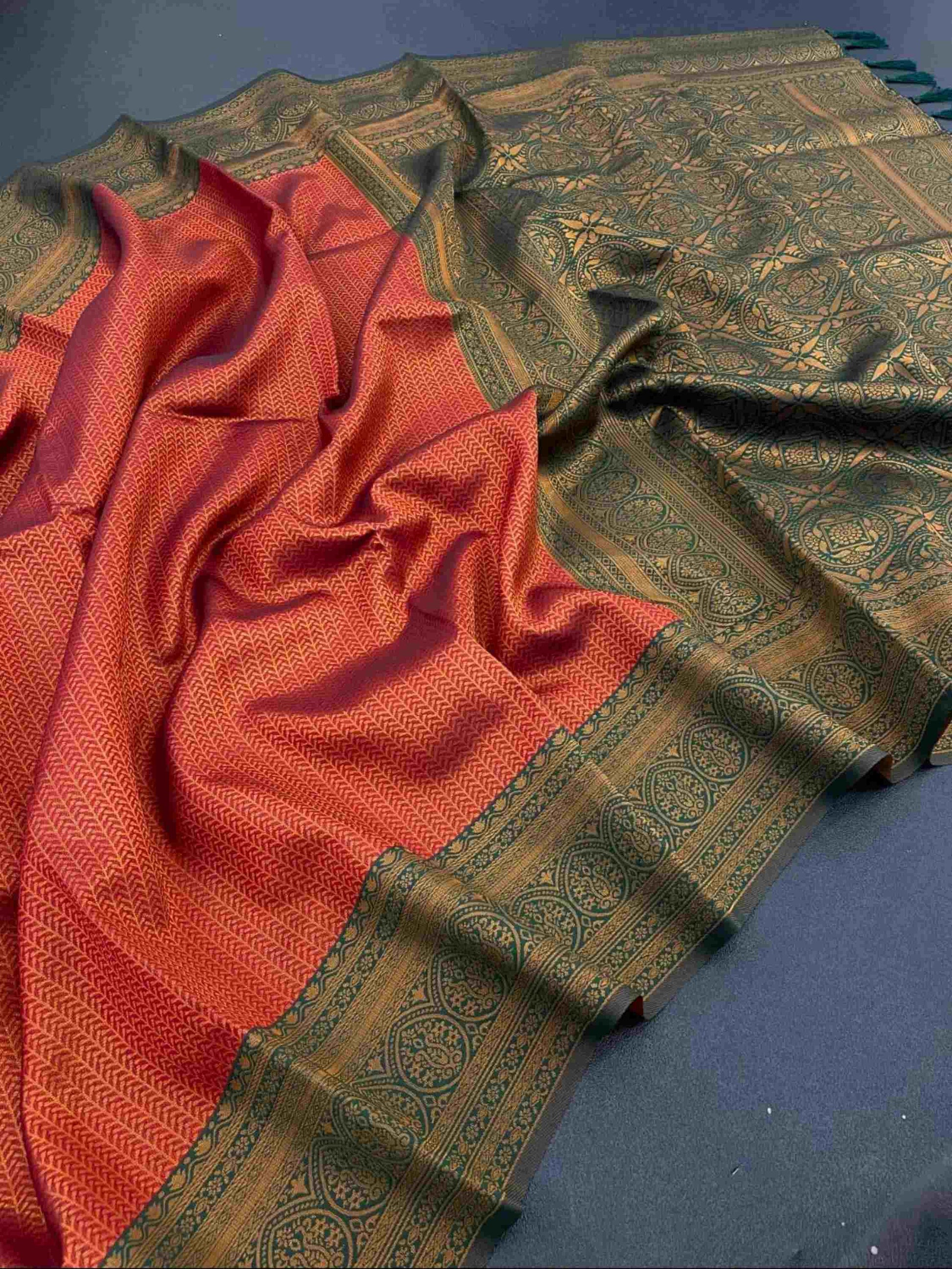 Orange Kanchipuram Silk Saree