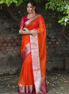 Orange Organza Saree
