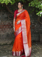 Orange Organza Saree