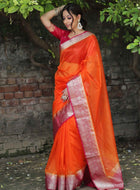 Orange Organza Saree