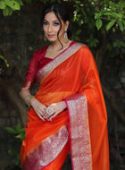 Orange Organza Saree