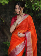 Orange Organza Saree