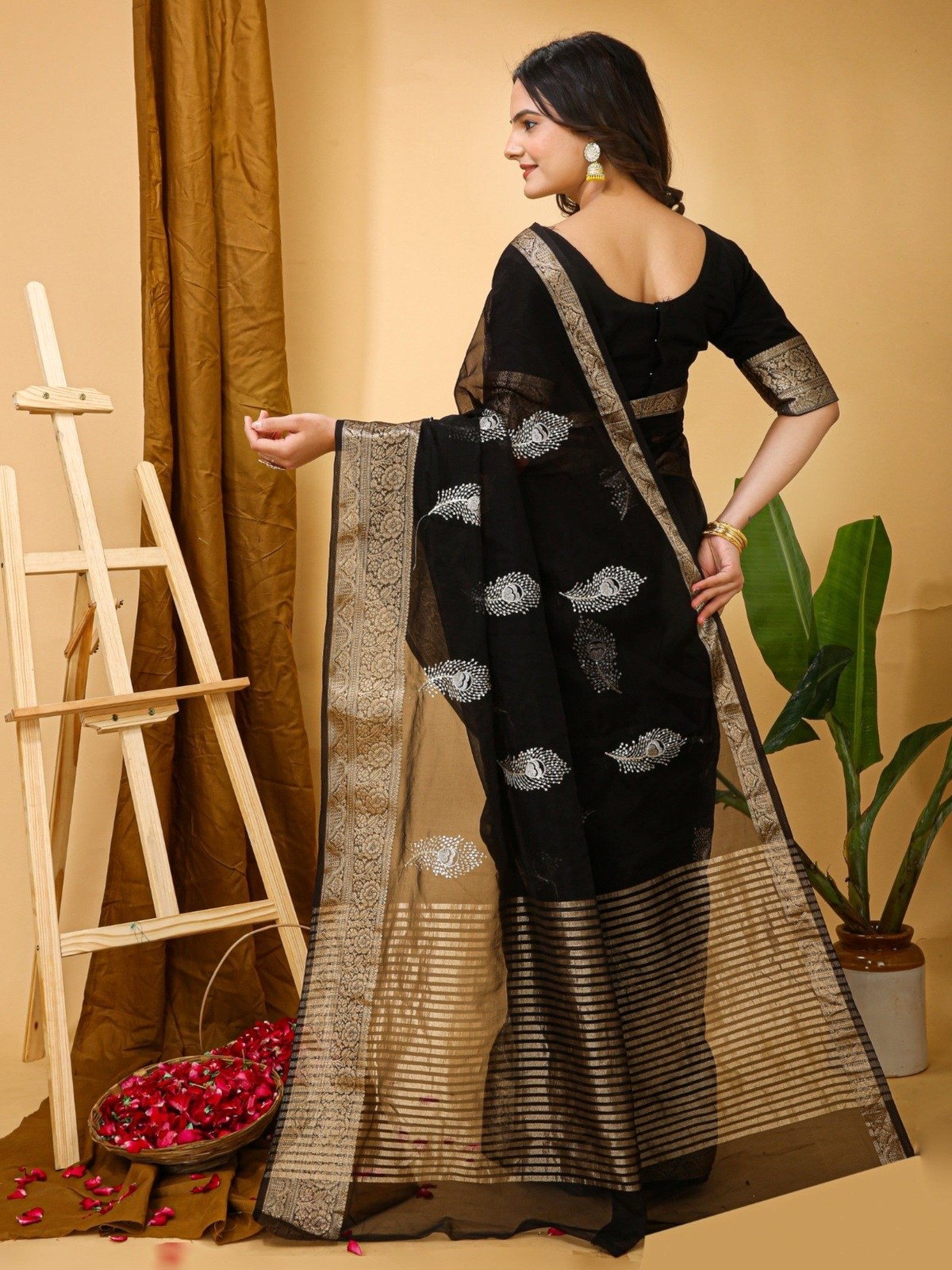 Organza Saree Black