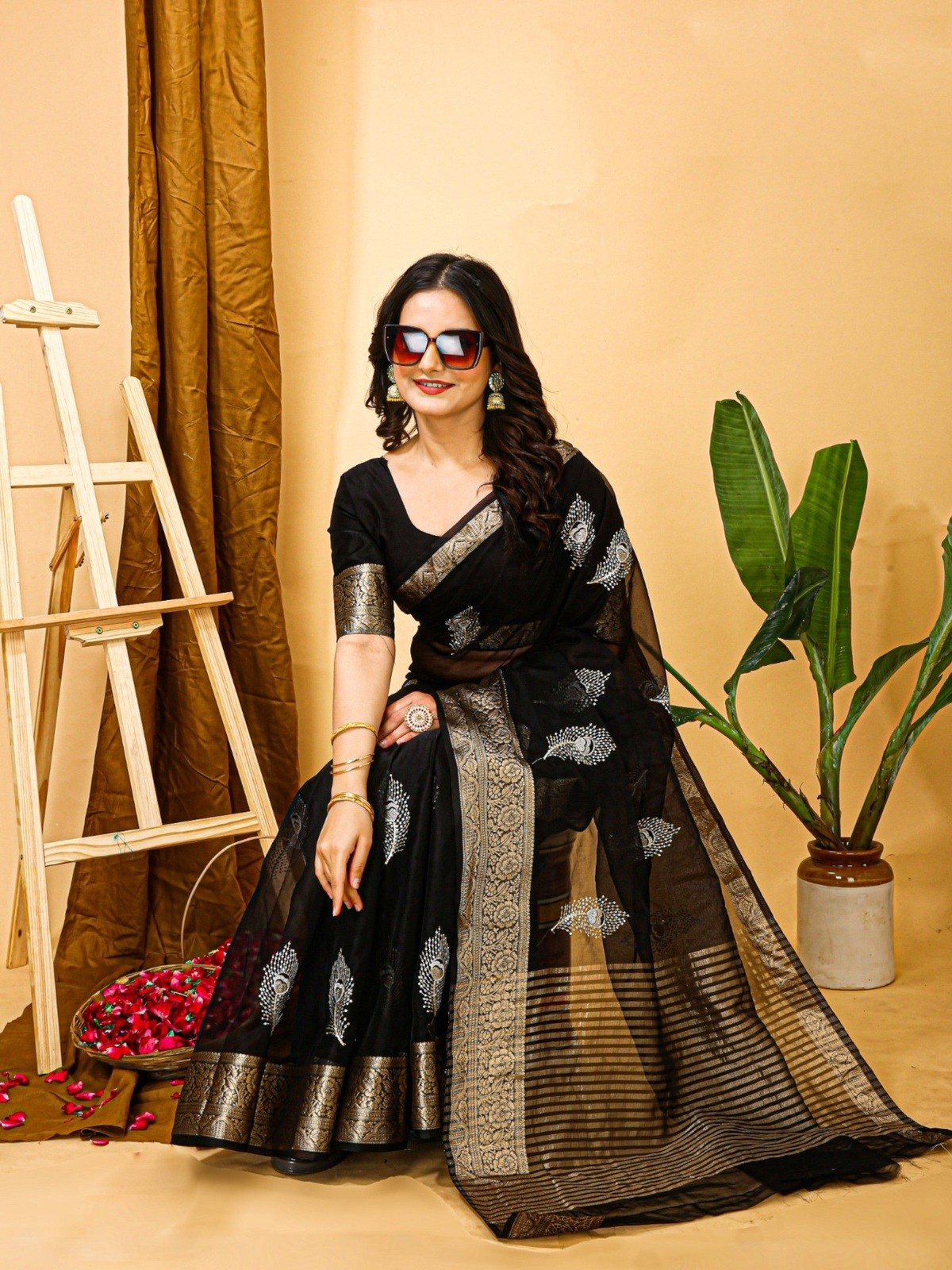 Organza Saree Black