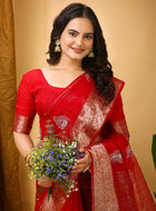 Organza Saree Maroon