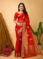Organza Saree Red