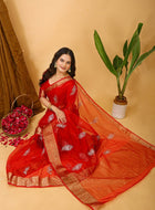 Organza Saree Red