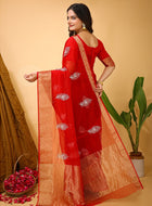 Organza Saree Red