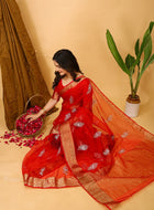Organza Saree Red