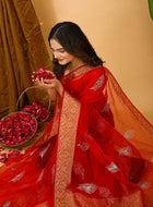 Organza Saree Red