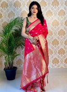 Pink Banarasi silk saree