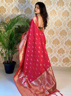 Pink Banarasi silk saree