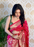 Pink Banarasi silk saree