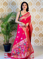 Pink Banarasi silk saree