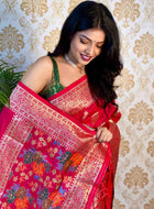 Pink Banarasi silk saree