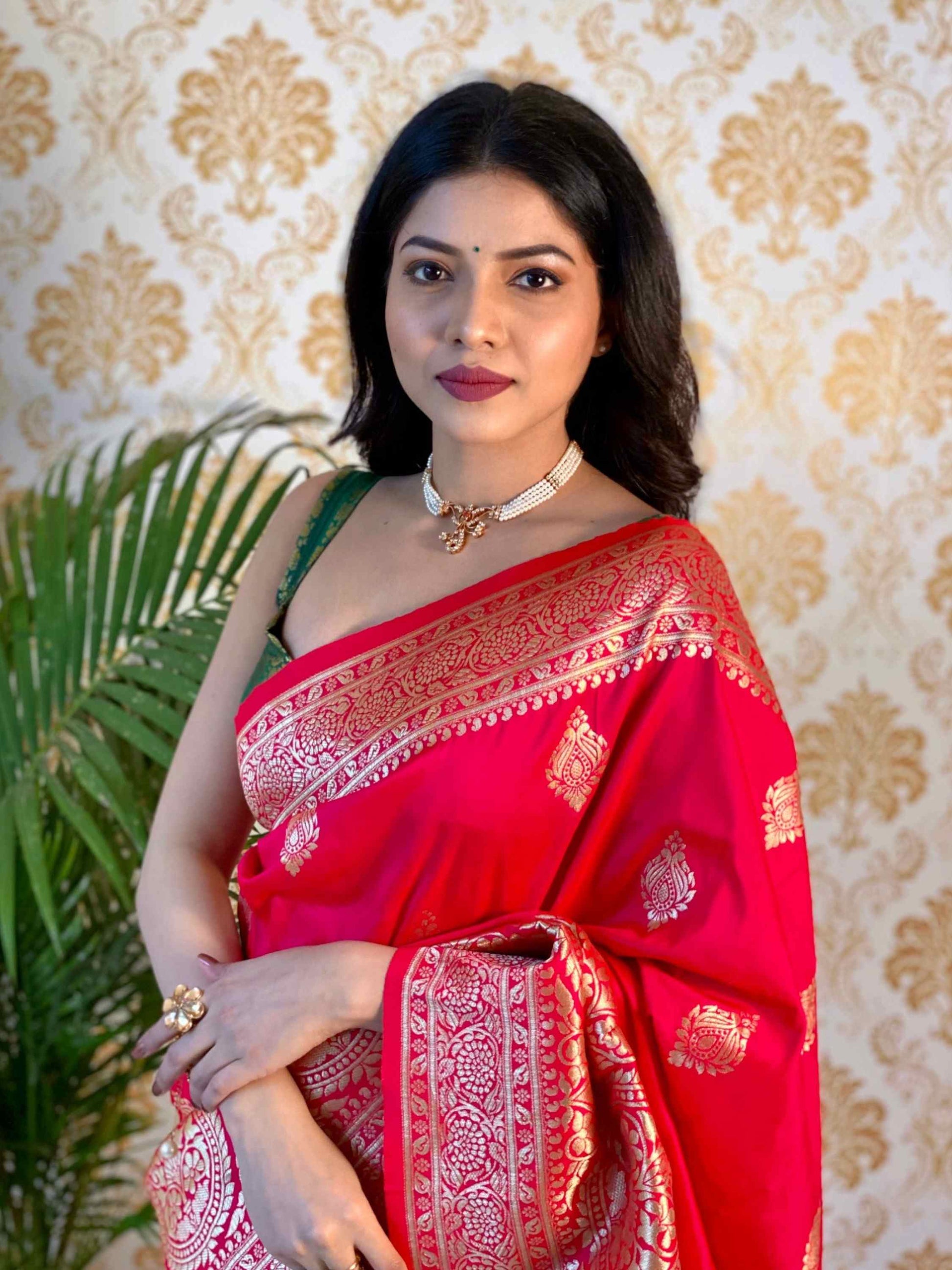 Pink Banarasi silk saree