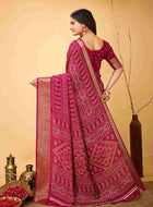 Pink Bandhani printed saree