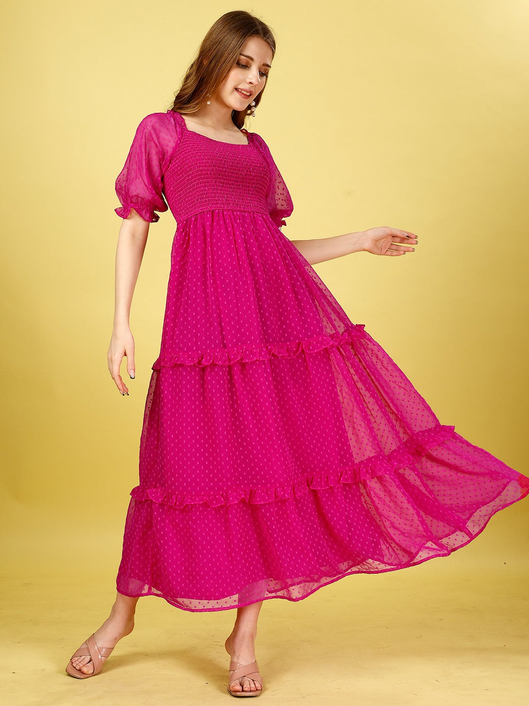 Pink Chiffon Maxi Dress