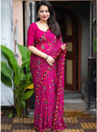 Pink Chiffon Saree