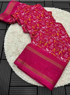 Pink Cotton Dola Silk Saree