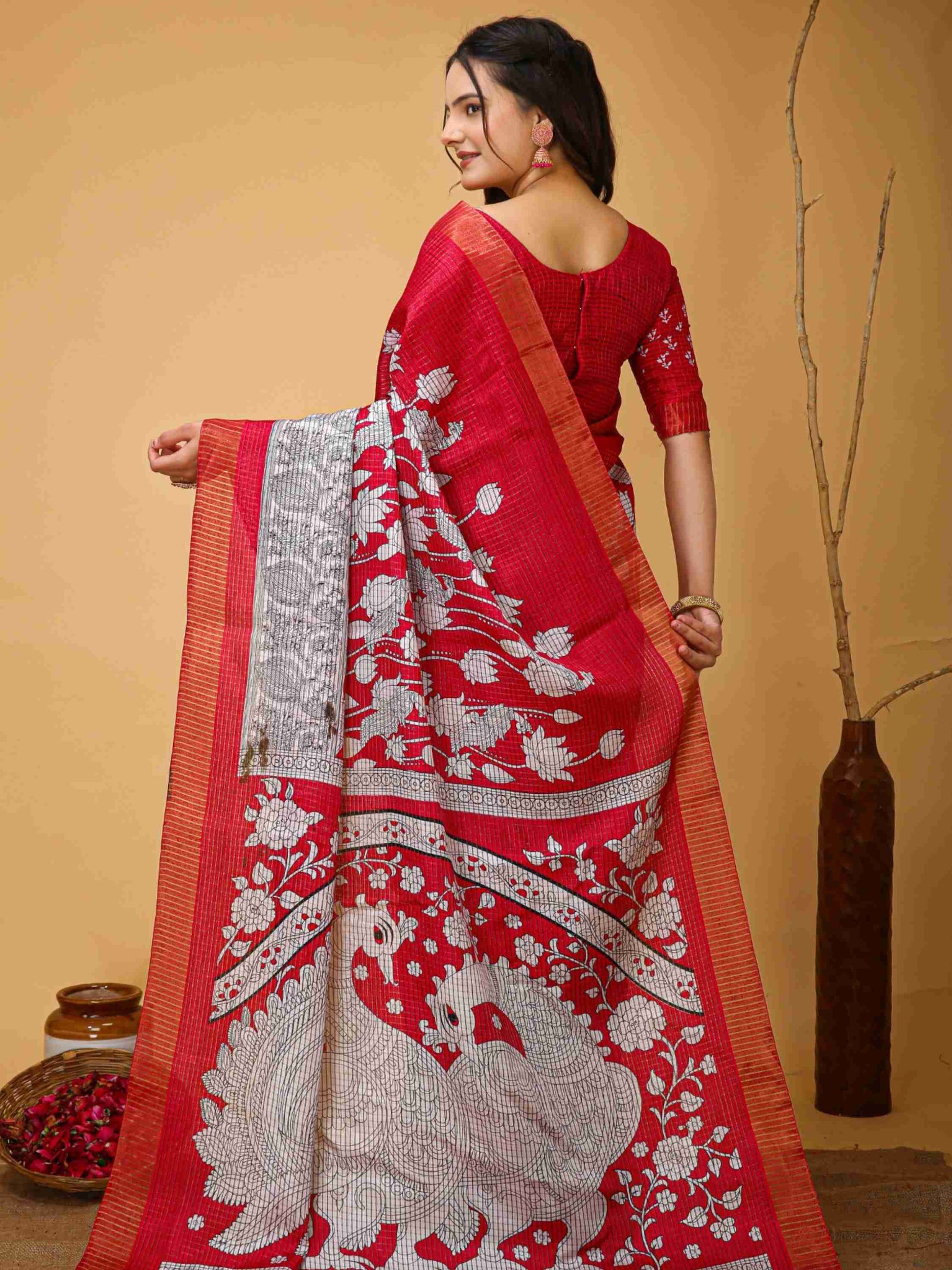 Pink Handloom Cotton Saree
