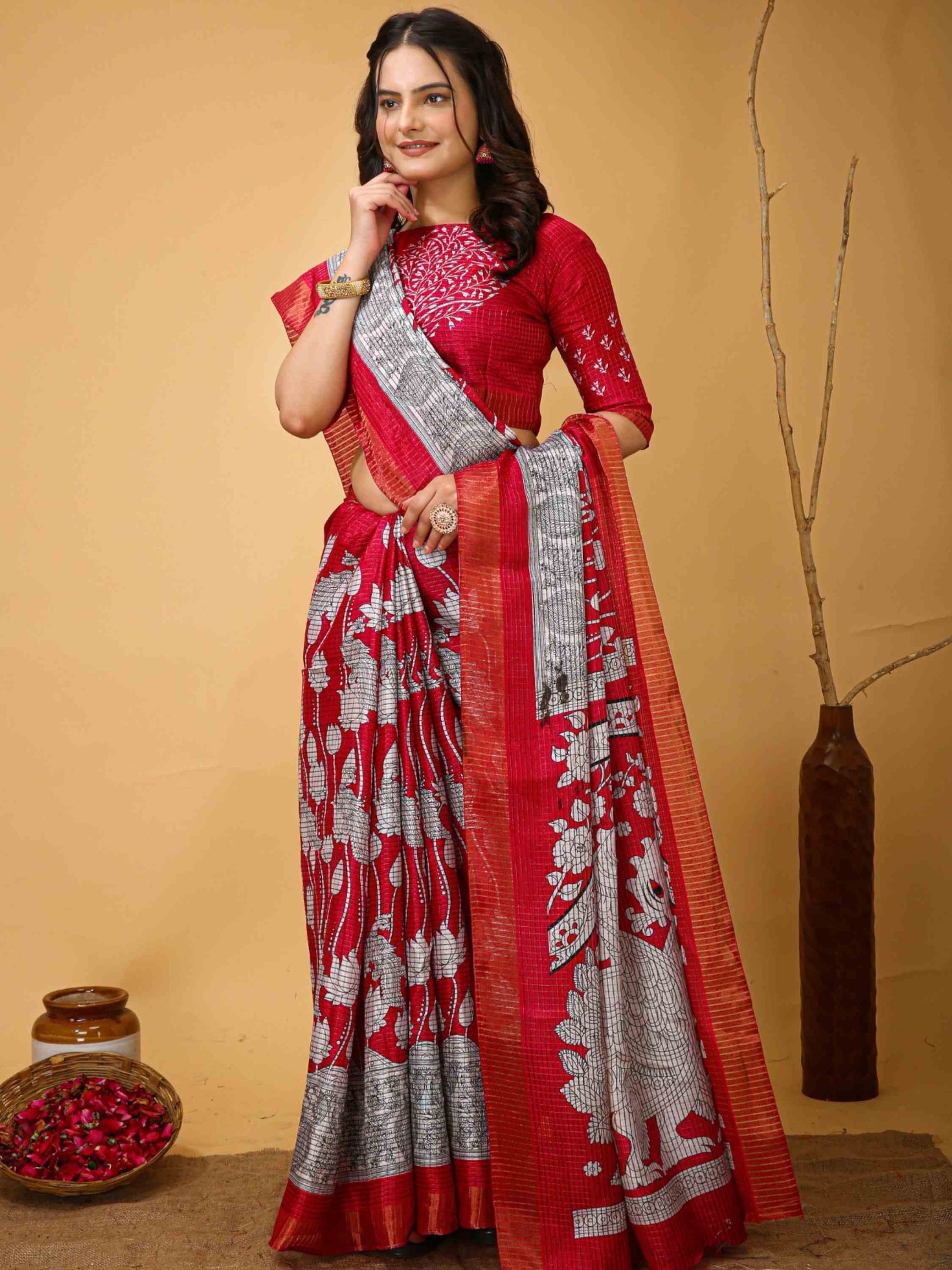 Pink Handloom Cotton Saree