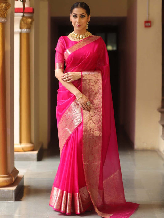 Pink Organza Saree