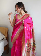 Pink Paithani Silk Saree