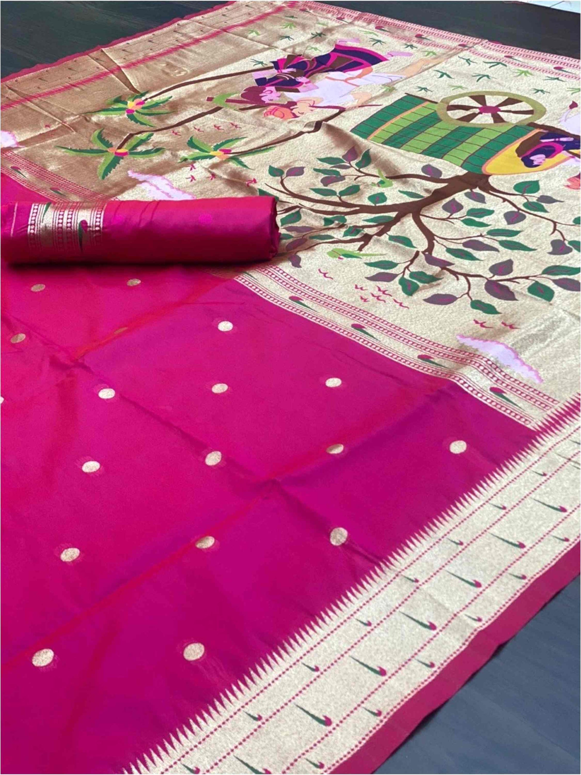 Pink Paithani Silk Saree