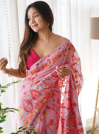 Pink Pashmina Saree