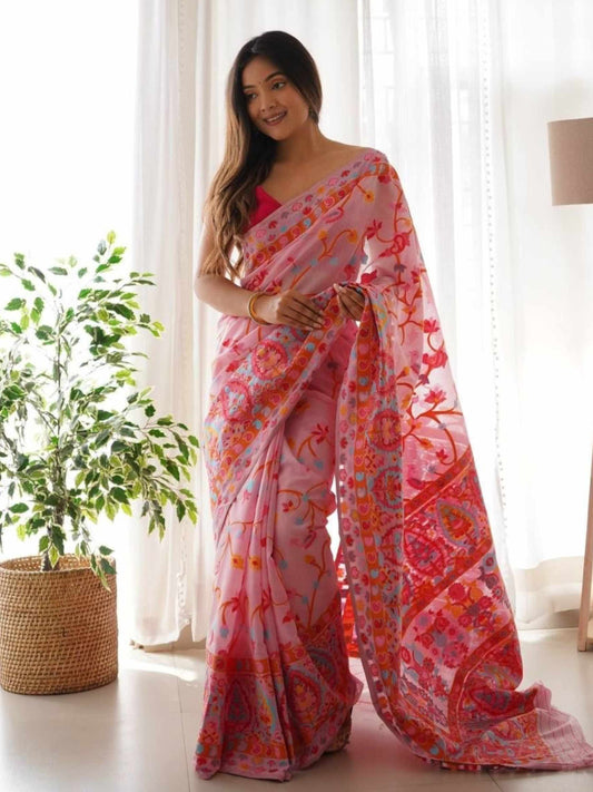 Pink Pashmina Saree