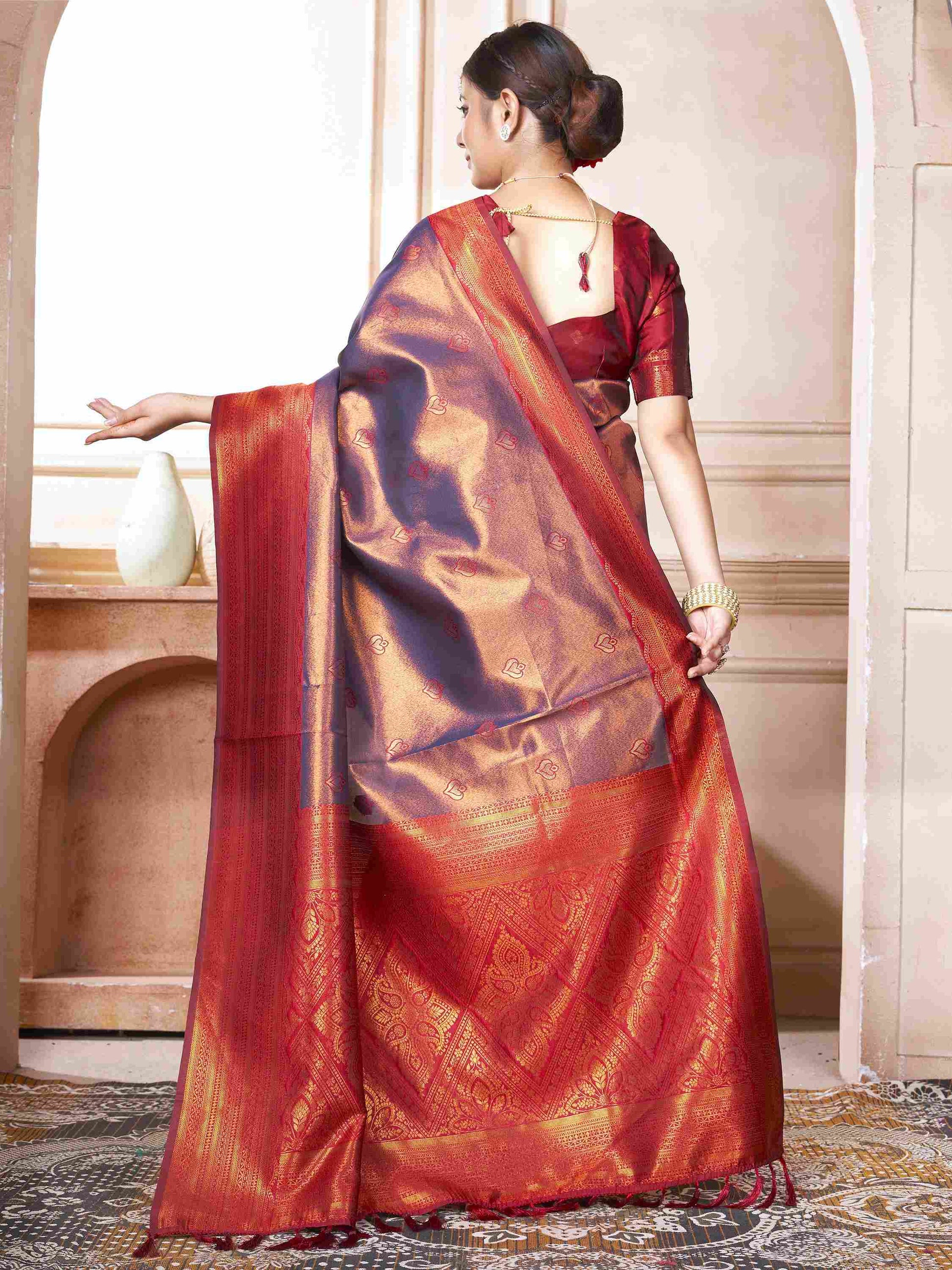 Plum Kanjivaram Silk Saree