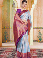 Powder Blue Kanjivaram Silk Saree