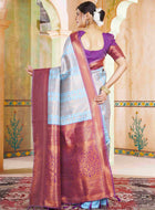 Powder Blue Kanjivaram Silk Saree