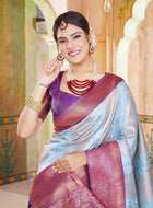 Powder Blue Kanjivaram Silk Saree