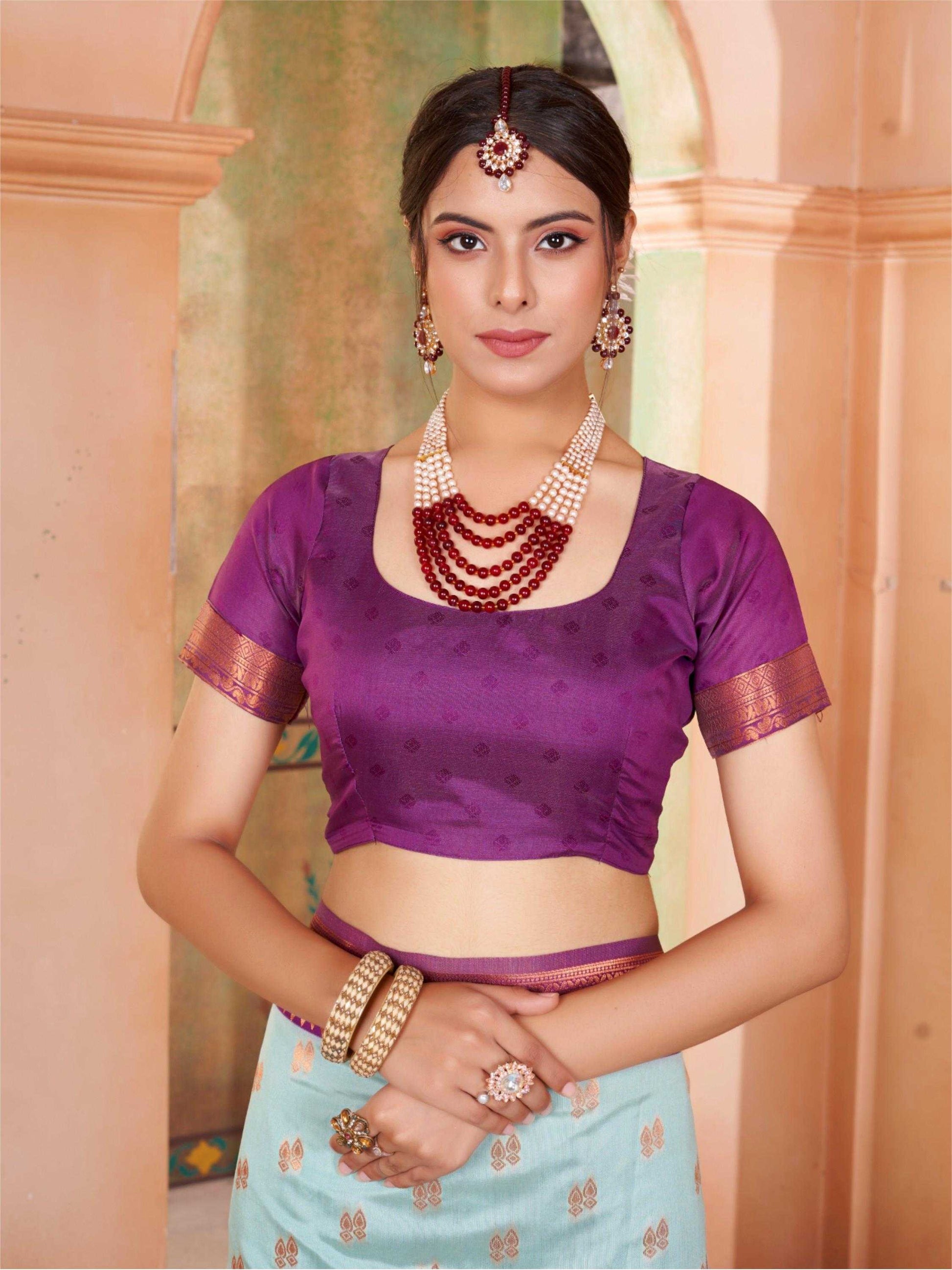Powder Blue Kanjivaram Silk Saree