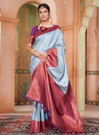 Powder Blue Kanjivaram Silk Saree