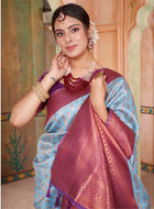 Powder Blue Kanjivaram Silk Saree