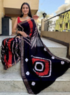 Pure Mulmul Cotton Saree Black
