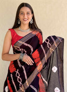 Pure Mulmul Cotton Saree Black